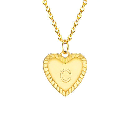 14k Dainty Heart Pendant Letter Initial Necklace