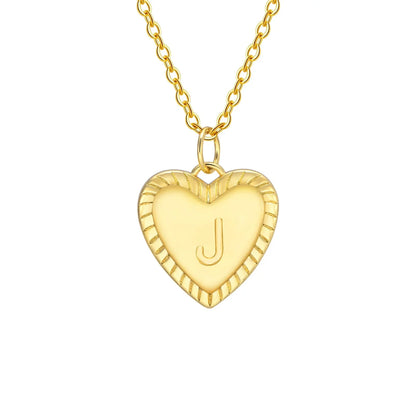 14k Dainty Heart Pendant Letter Initial Necklace