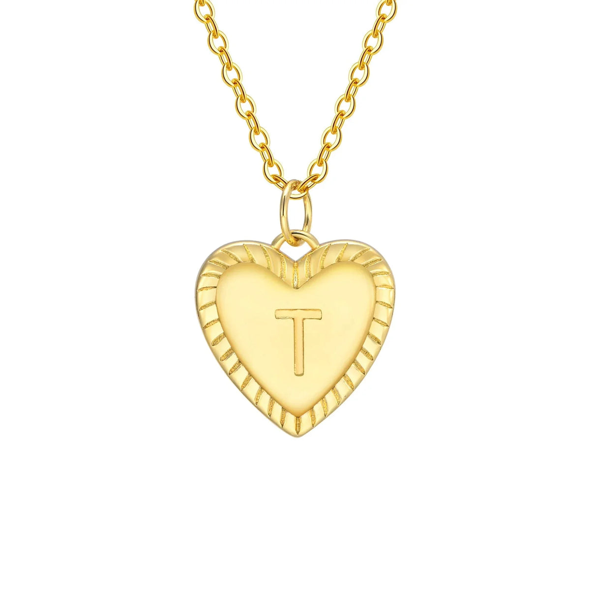 14k Dainty Heart Pendant Letter Initial Necklace