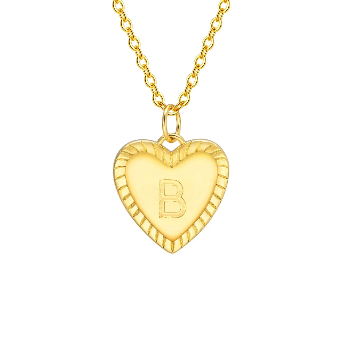 14k Dainty Heart Pendant Letter Initial Necklace