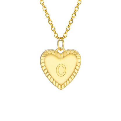 14k Dainty Heart Pendant Letter Initial Necklace