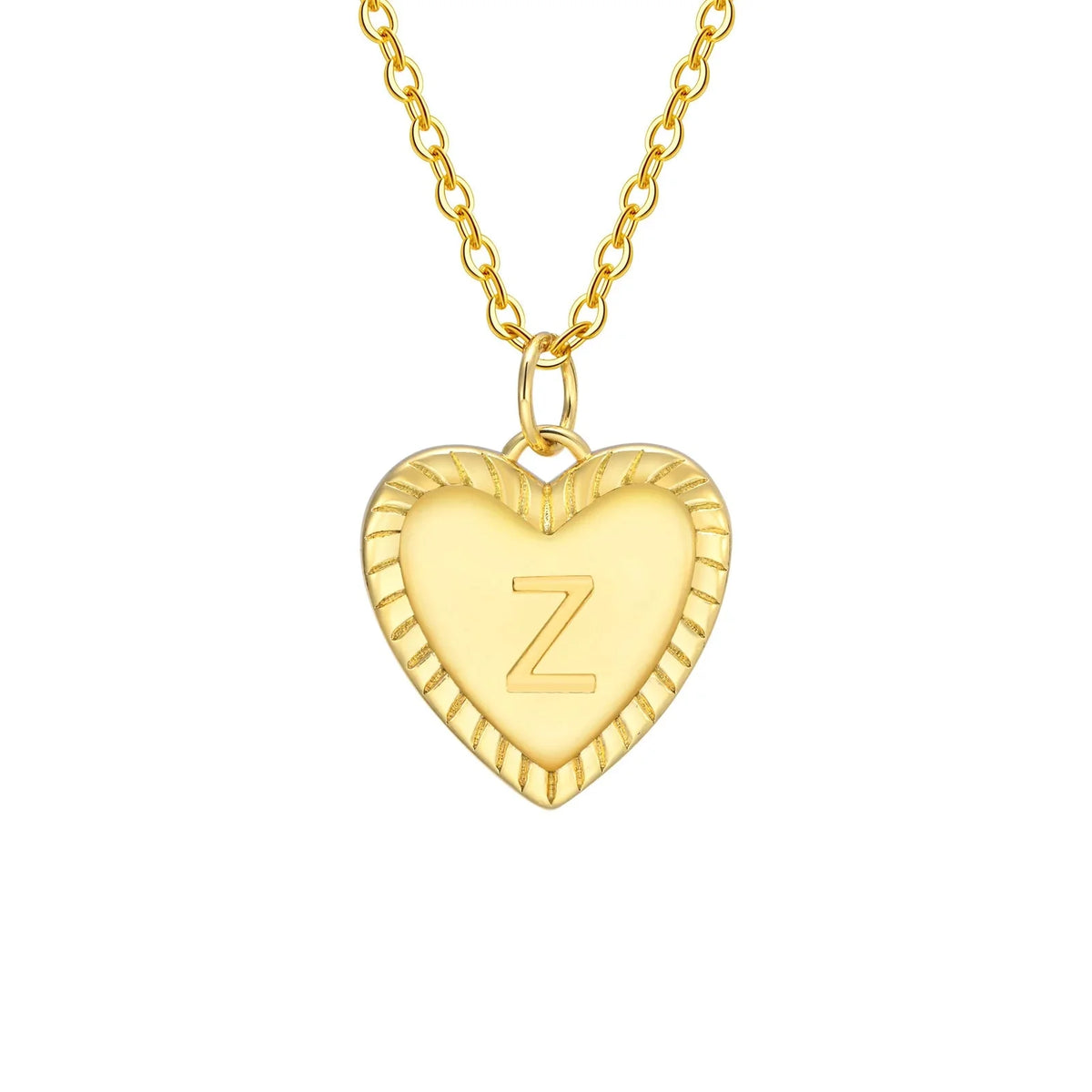 14k Dainty Heart Pendant Letter Initial Necklace