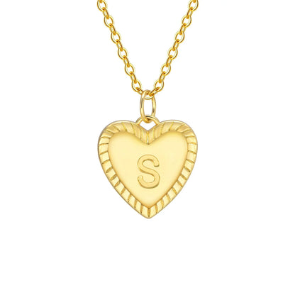 14k Dainty Heart Pendant Letter Initial Necklace