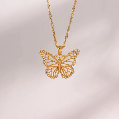 18k Diamond Accented Butterfly Necklace