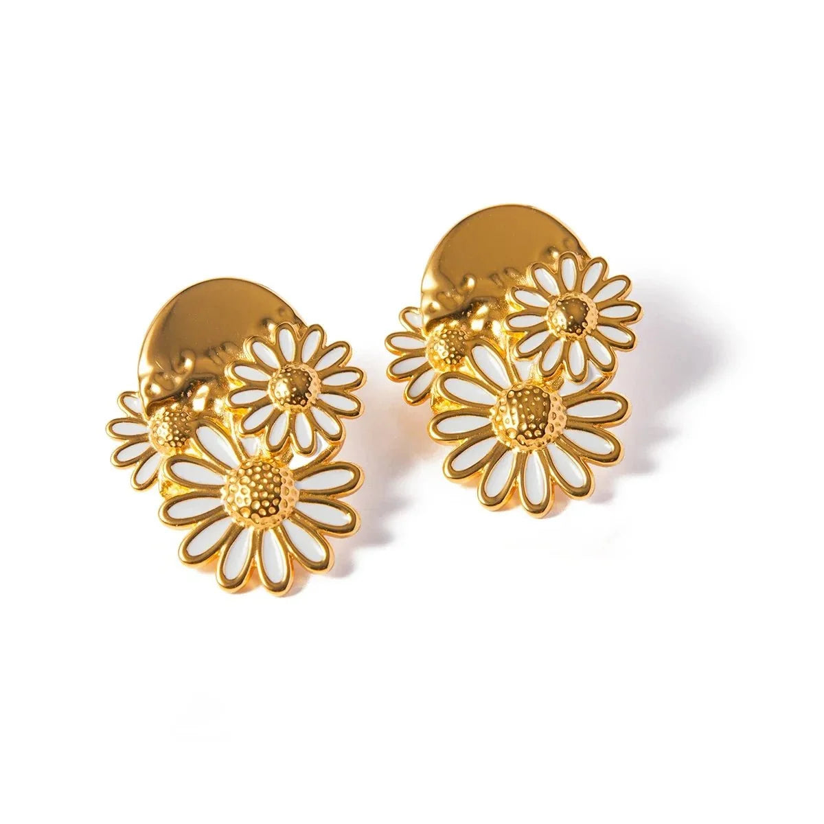 18k Trio Daisy Floral Earrings