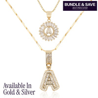 2pc 14k Diamond Letter Initial Necklaces