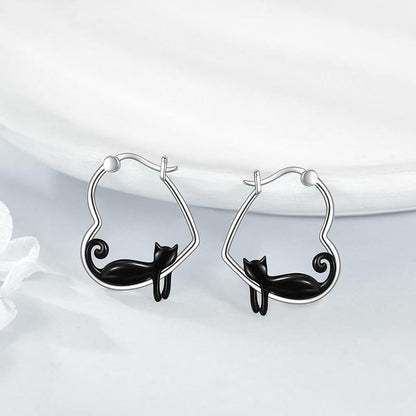 Cute Smiling Cat Hoop Earrings