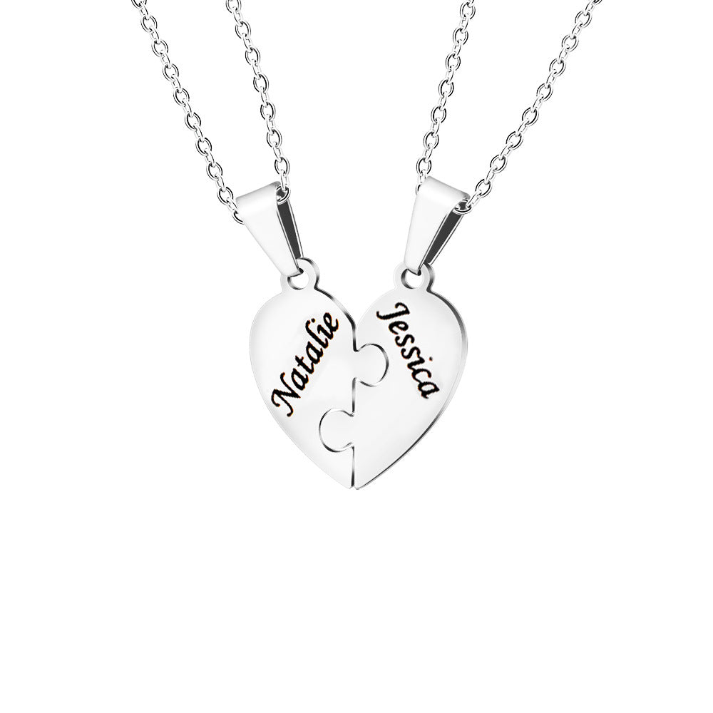 Personalized Family Heart Puzzle Necklace