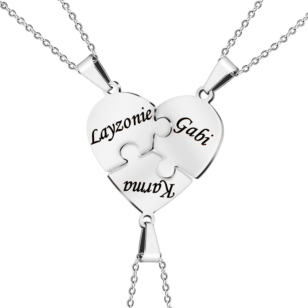 Personalized Family Heart Puzzle Necklace