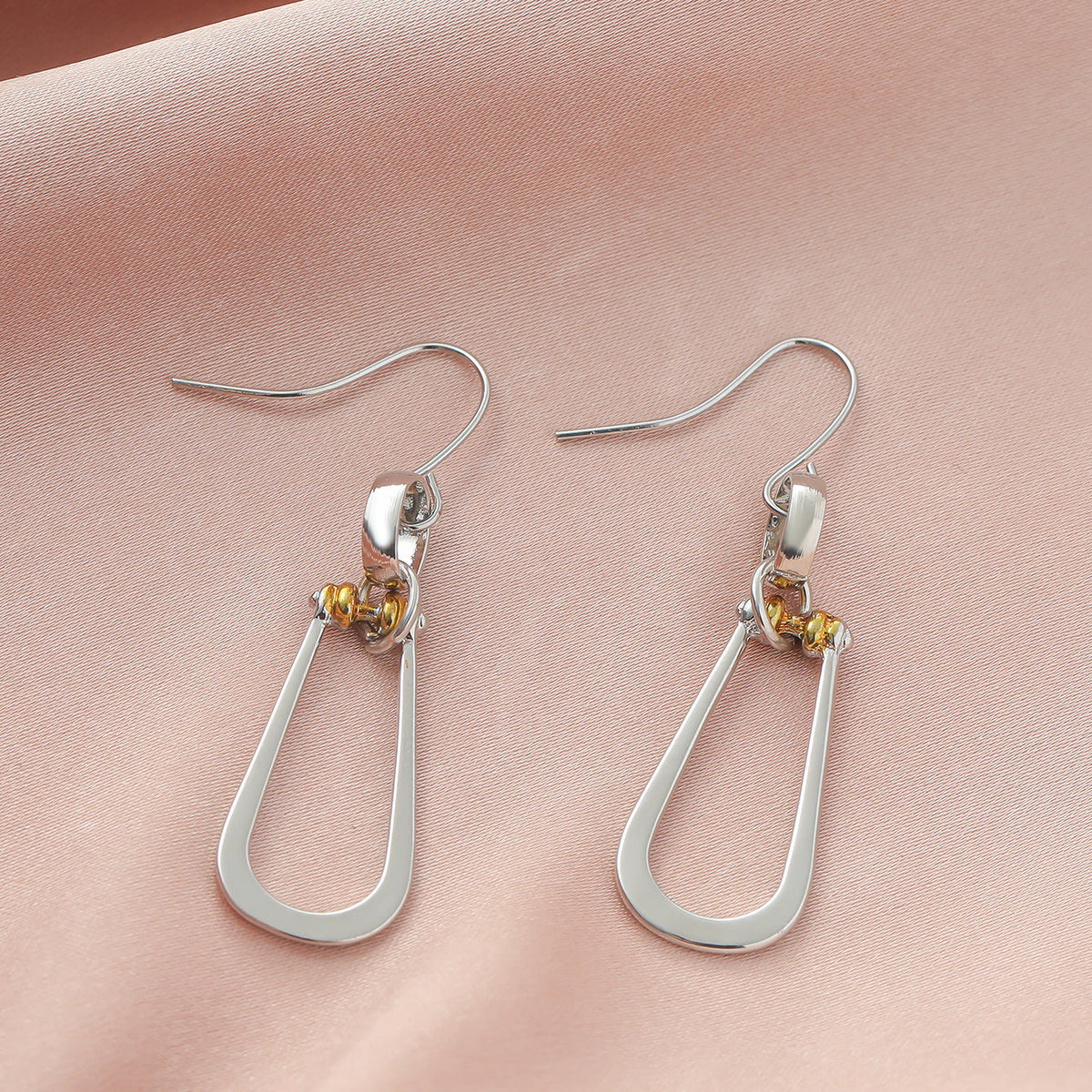 Two Tone Geometric Hook Earrings