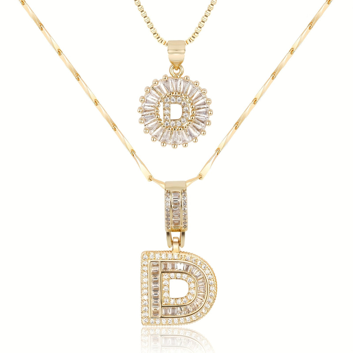 2pc 14k Diamond Letter Initial Necklaces