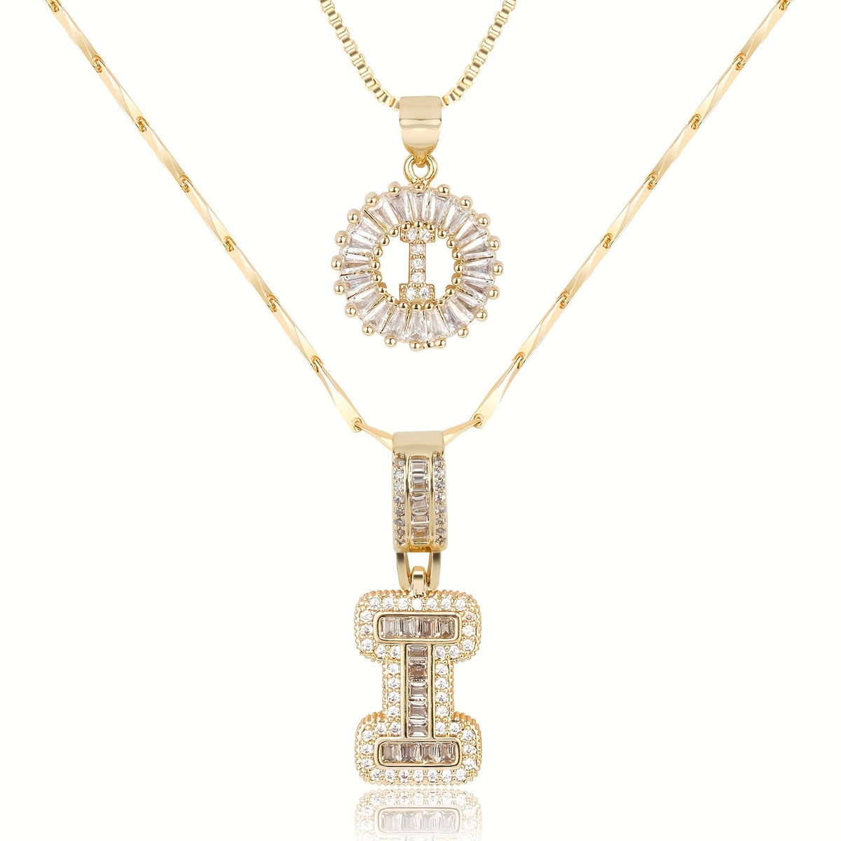 2pc 14k Diamond Letter Initial Necklaces
