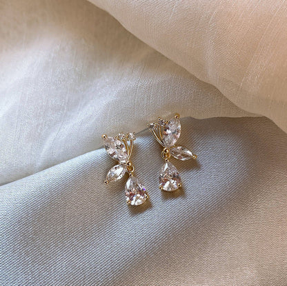 Dainty Butterfly Crystal Droplet Earrings