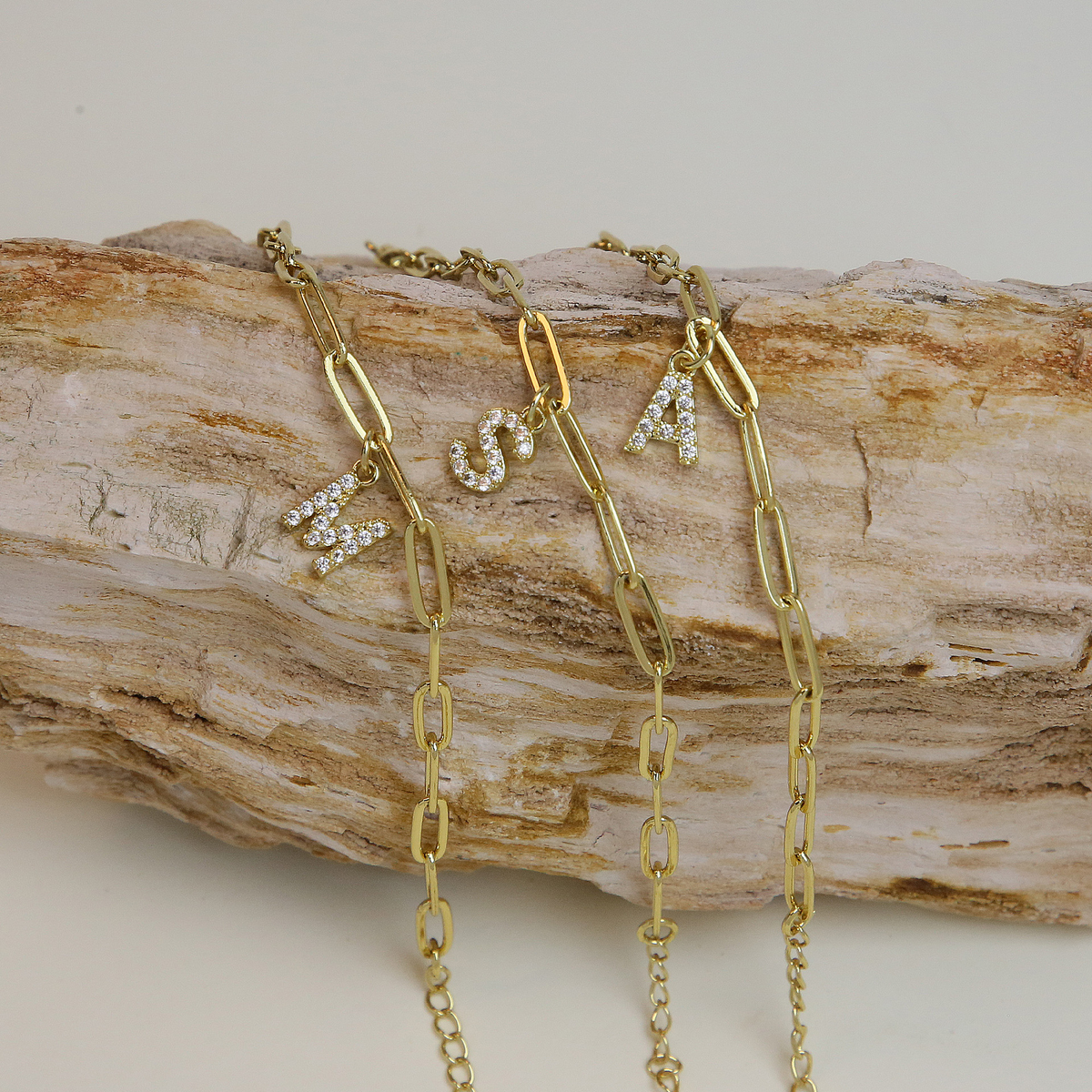 Dainty Paperclip Letter Initial Bracelet