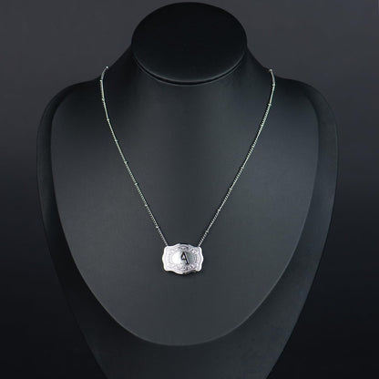 Dainty Belt Buckle Letter Initial Necklaces