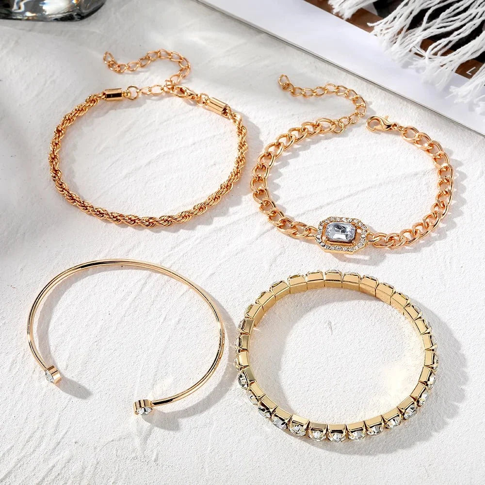 4pcs Diamond Shimmer Bracelet Stack