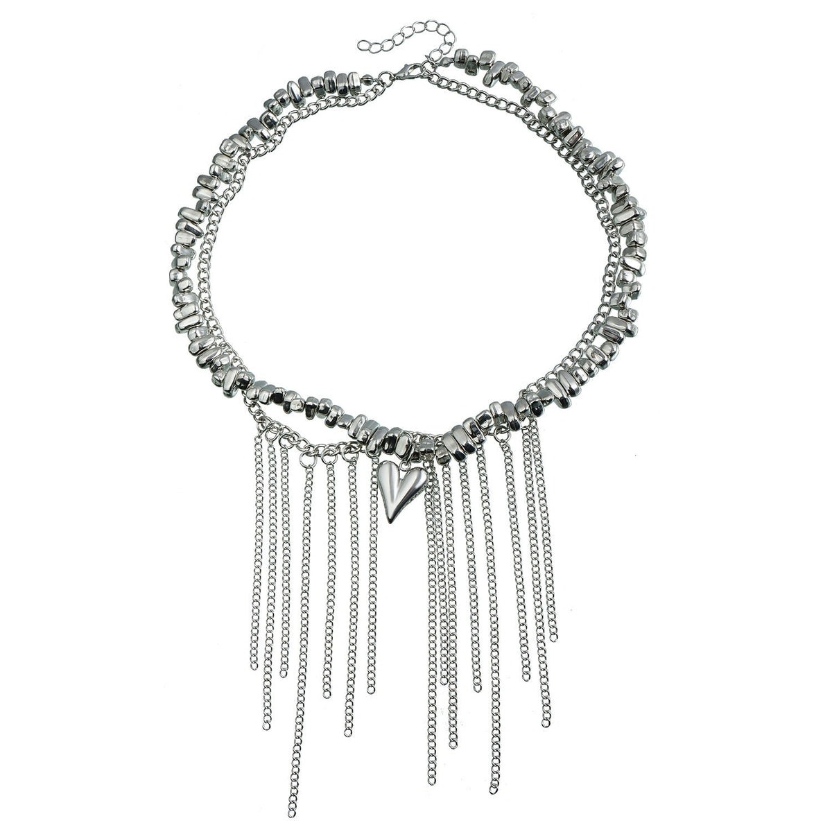 2pc Irregular Beaded Heart Necklace
