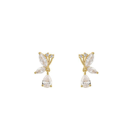 Dainty Butterfly Crystal Droplet Earrings