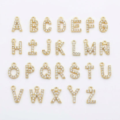 Paperclip Diamond Letter Initial Heart Charm Toggle Clasp Necklace