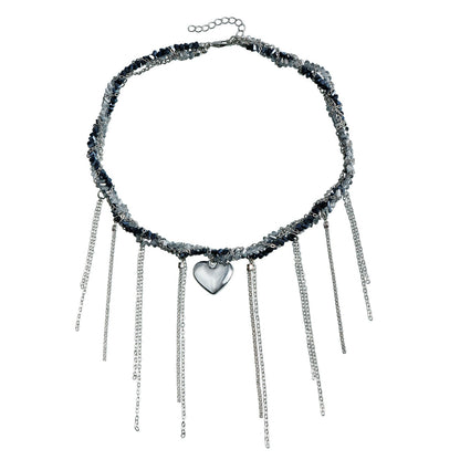 Intertwined Crystal Chunky Heart Necklace