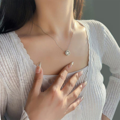 1CT Floating Halo Pendant Necklace