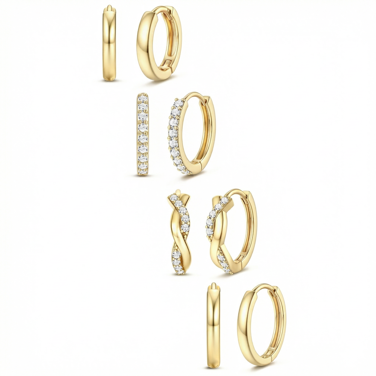 8pc Classic Huggie Hoop Earrings Set