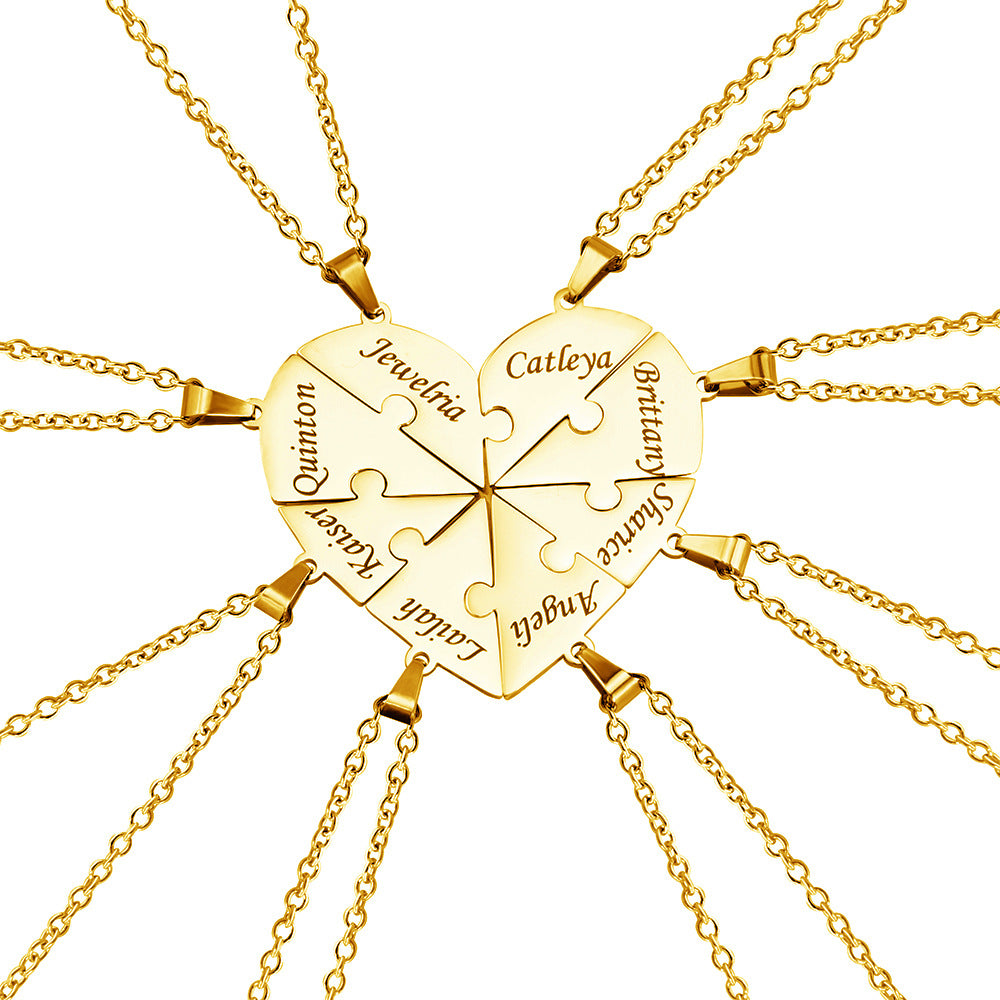 Personalized Family Heart Puzzle Necklace