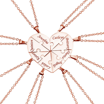 Personalized Family Heart Puzzle Necklace