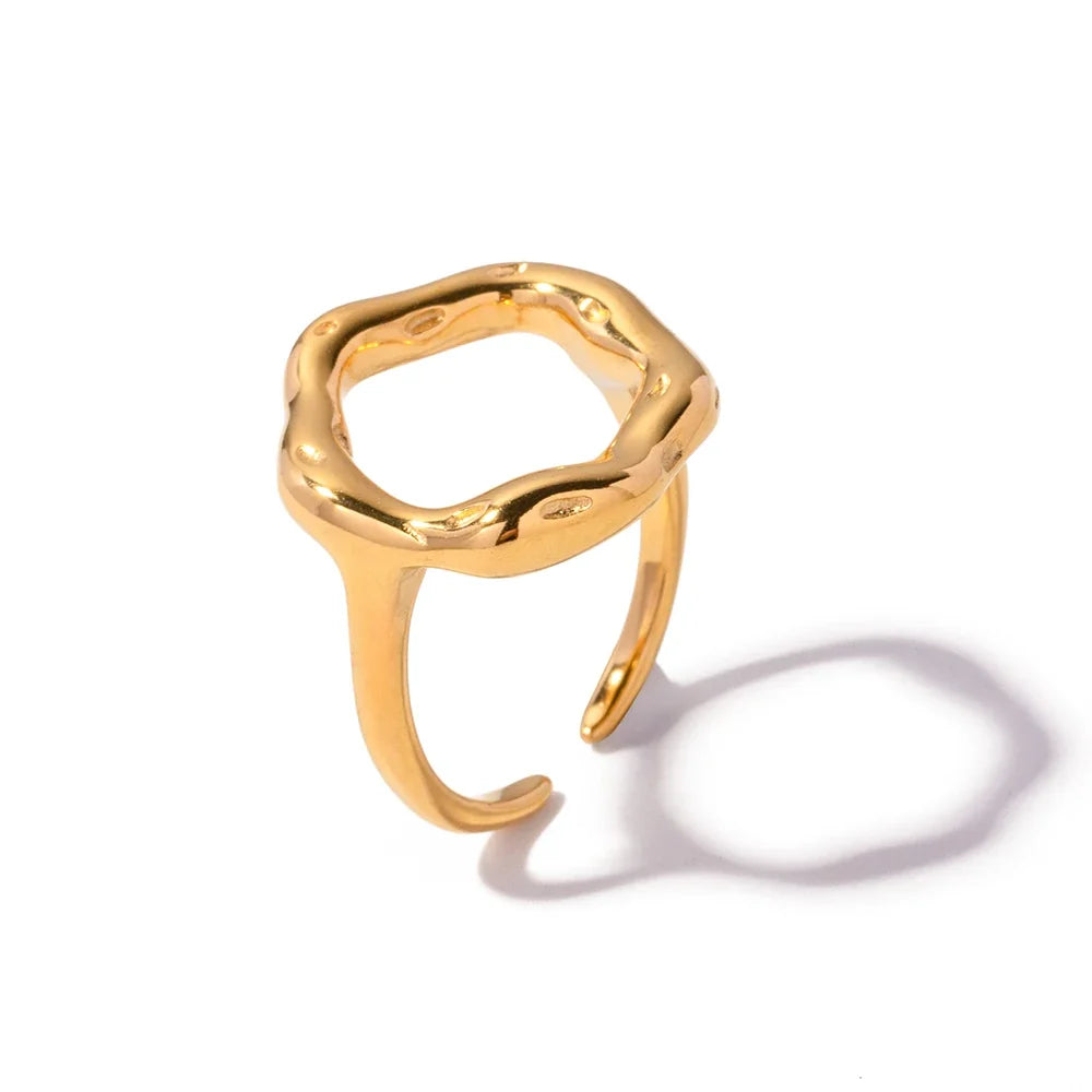 18k Melted Flower Open Ring