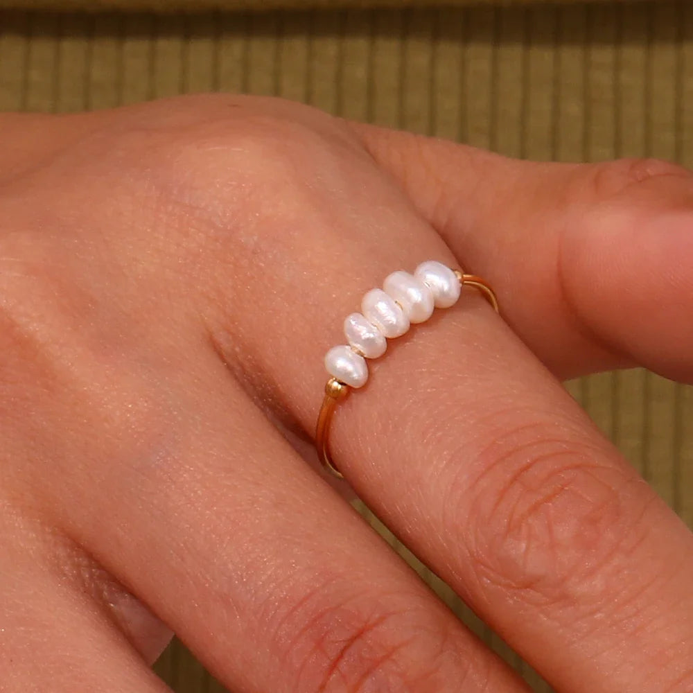 Dainty Pearl Beaded Ring