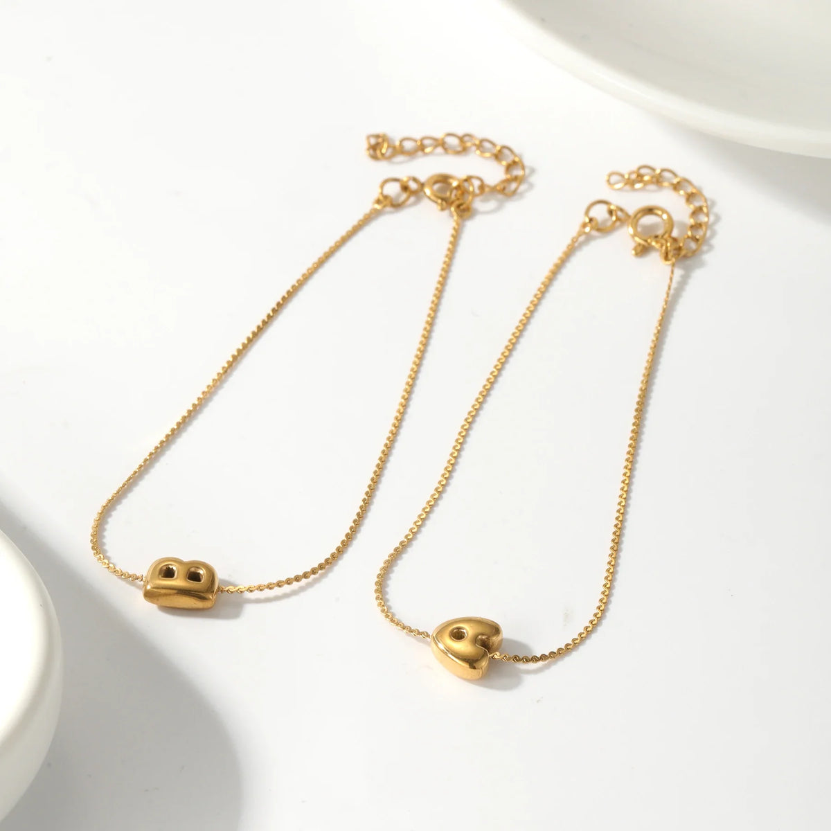 Dainty Bubble Letter Initial Bracelet