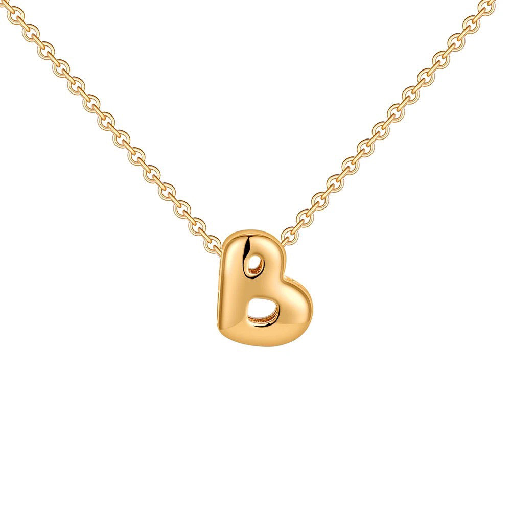 Dainty Bubble Letter Initial Necklace