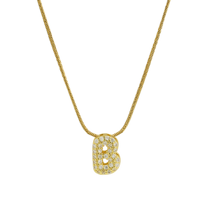 Diamond Bubble Letter Initial Necklace