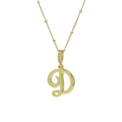 Elegant Cursive Font Satellite Chain Initial Necklace