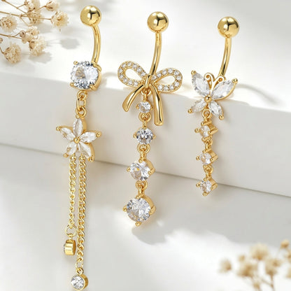3pc Y2K Dangle Belly Ring Set