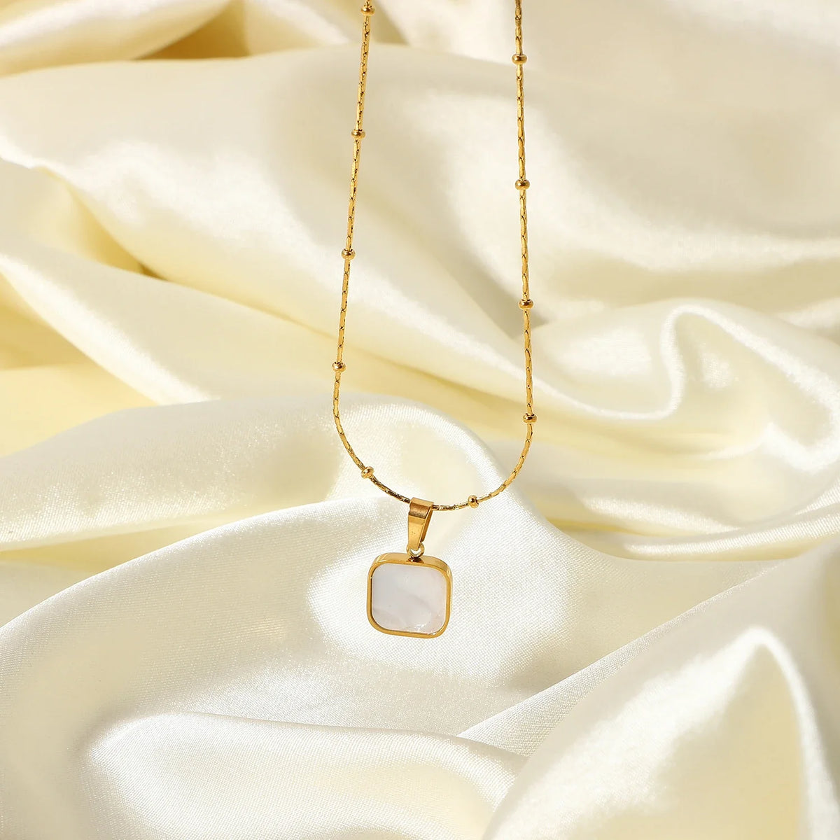 Dainty Shell Square Satellite Chain Necklace