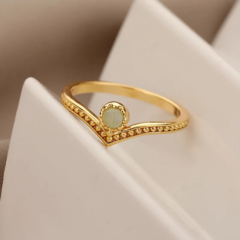 Vintage Inspired Opal Crown Point Ring
