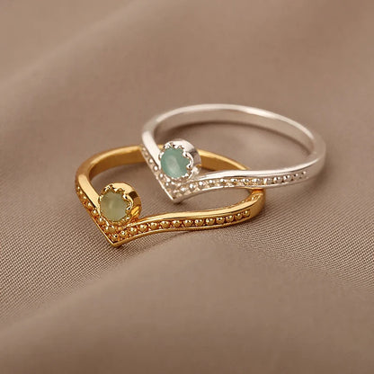 Vintage Inspired Opal Crown Point Ring