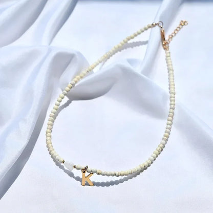 Colorful Beaded Initial Choker Necklace