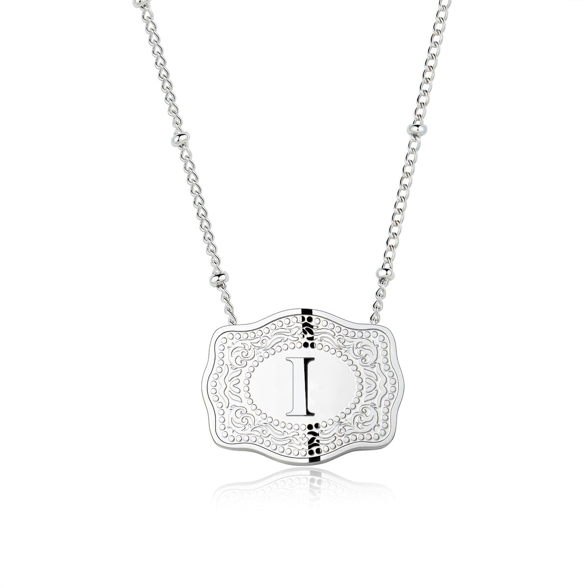 Dainty Belt Buckle Letter Initial Necklaces