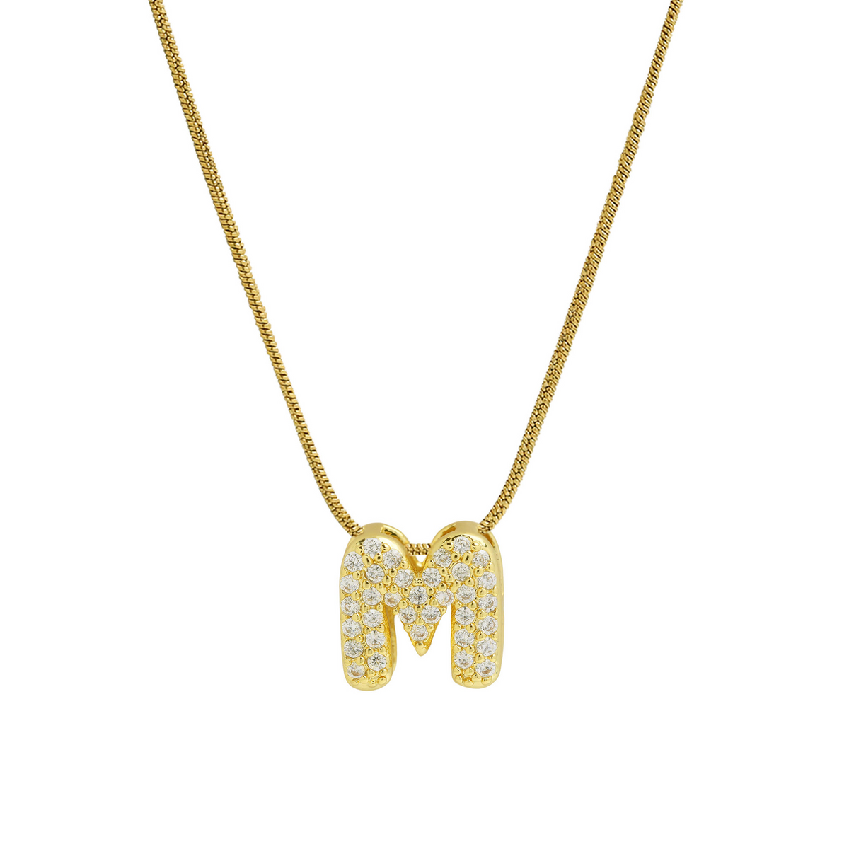 Diamond Bubble Letter Initial Necklace