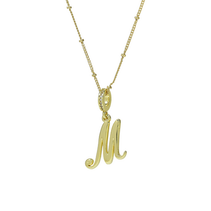 Elegant Cursive Font Satellite Chain Initial Necklace