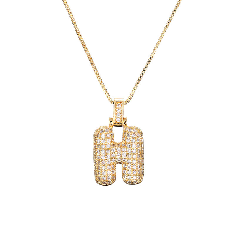 14k Diamond Dazzle Bubble Initial Necklace