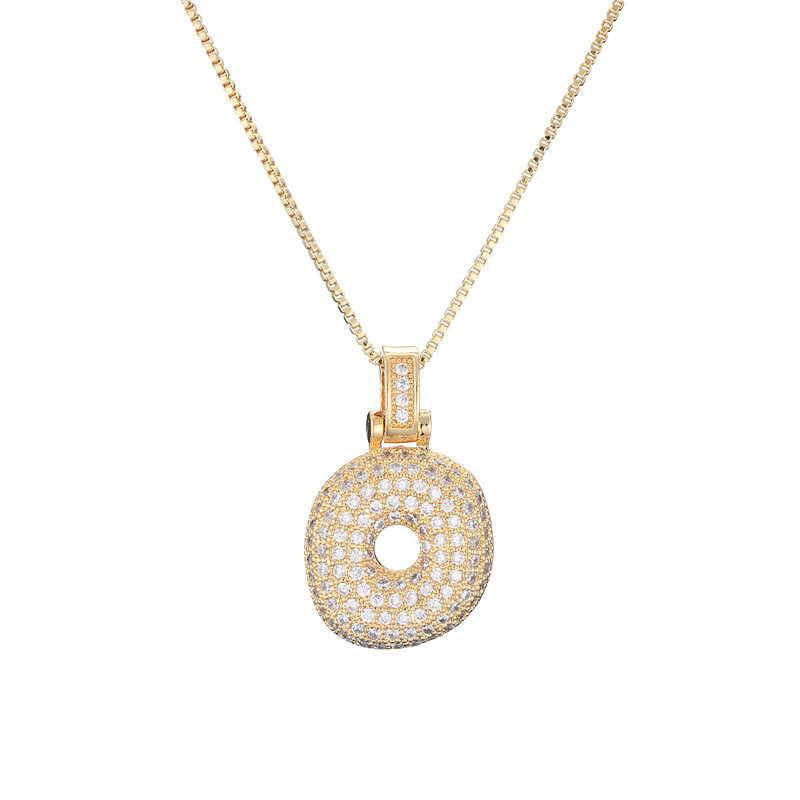 14k Diamond Dazzle Bubble Initial Necklace