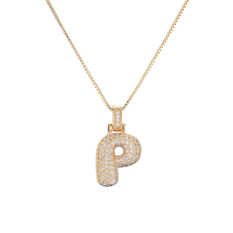 14k Diamond Dazzle Bubble Initial Necklace