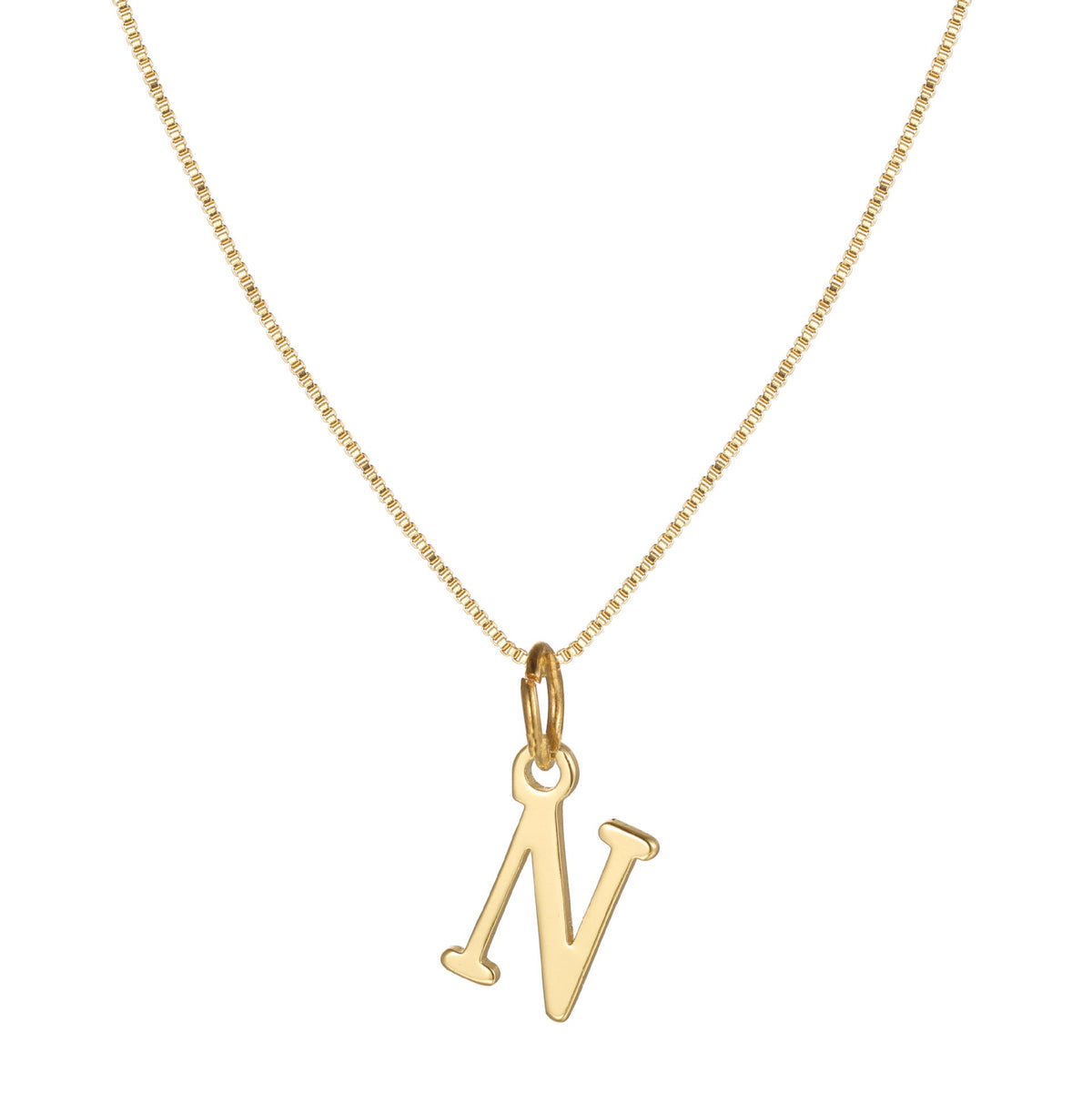 14k Minimal Serif Initial Necklace