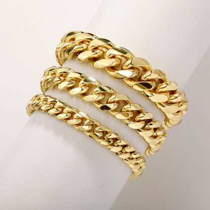 14k Chunky Diamond Accented Clasp Cuban Link Bracelet