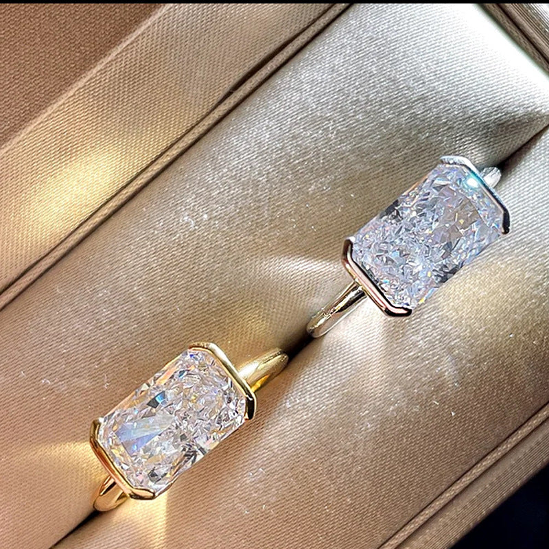 S925 East-West Emerald Cut Ring