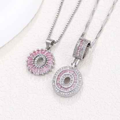 2pc 14k Diamond Letter Initial Necklaces (Limited Pink Edition)