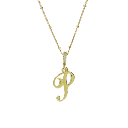 Elegant Cursive Font Satellite Chain Initial Necklace